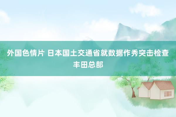 外国色情片 日本国土交通省就数据作秀突击检查丰田总部