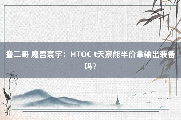 撸二哥 魔兽寰宇：HTOC t天禀能半价拿输出装备吗？