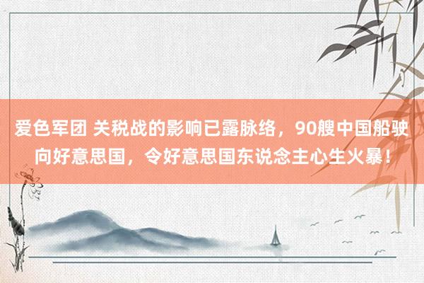 爱色军团 关税战的影响已露脉络，90艘中国船驶向好意思国，令好意思国东说念主心生火暴！