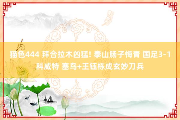 猫色444 拜合拉木凶猛! 泰山肠子悔青 国足3-1科威特 塞鸟+王钰栋成玄妙刀兵