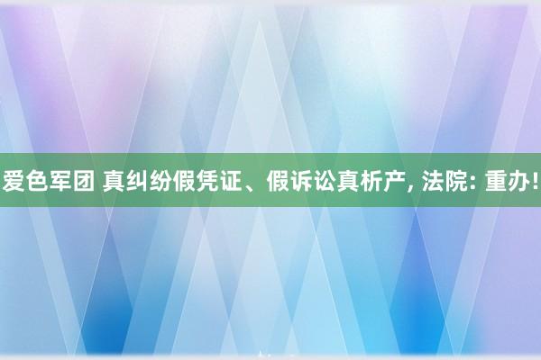 爱色军团 真纠纷假凭证、假诉讼真析产, 法院: 重办!