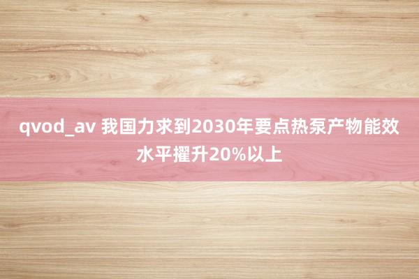 qvod_av 我国力求到2030年要点热泵产物能效水平擢升20%以上