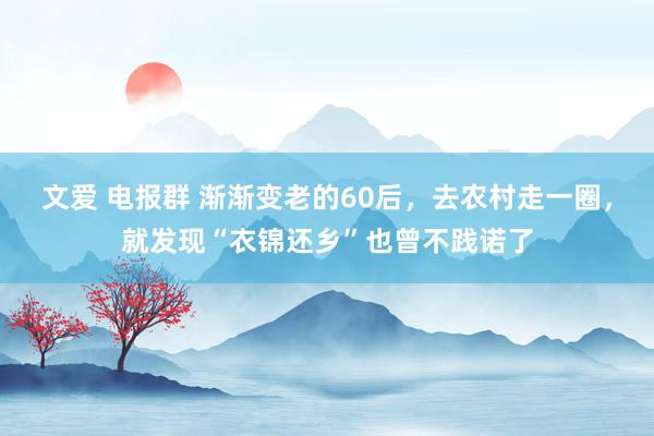 文爱 电报群 渐渐变老的60后，去农村走一圈，就发现“衣锦还乡”也曾不践诺了